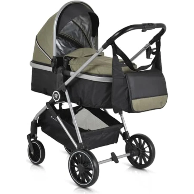 Moni Kombikinderwagen 2 in 1 Kali 22 kg grün, umbaubar, mit Korb, Getränkehalter und Tasche – Bild 4
