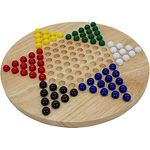GICO Holz Halma Spiel XL - D30cm Brettspiel für die ganze Familie, stabile Ausführung, Holzkugeln, hochwertiges Holzspielbrett -7960
