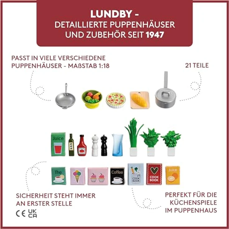 Lundby Puppenhausmöbel Puppenhauszubehör, Einzelteile, natürliche Materialien, ab 4 Jahren – Bild 3