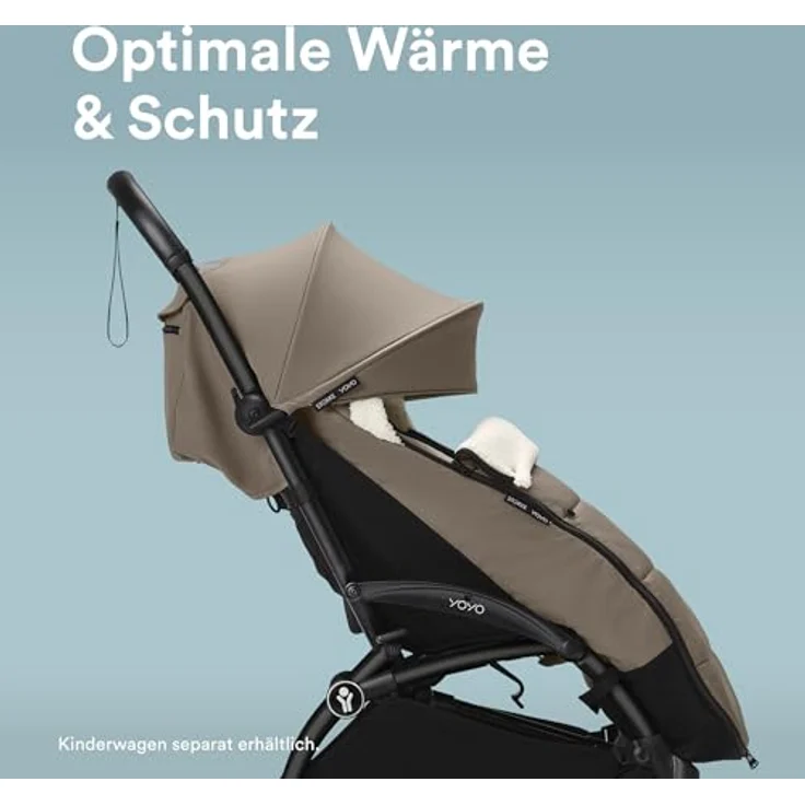 Stokke YOYO Fußsack, Taupe - Sherpa-Futter, Fleece-Kapuze mit Kordelzug, doppelte Wattierung - Maschinenwaschbar bei 30°C - Inklusive kleiner Tasche – Bild 2