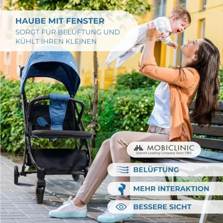 Mobiclinic® Kids, Trip Kinderwagen, Ultra-kompakt, 5-Punkt-Gurt, Lenker, Korb, Europäische Marke, 0-36 Monate, voll verstellbar, Einzelgriff, klappbare Haube, feststellbare Bremsen, 360º Räder – Bild 4