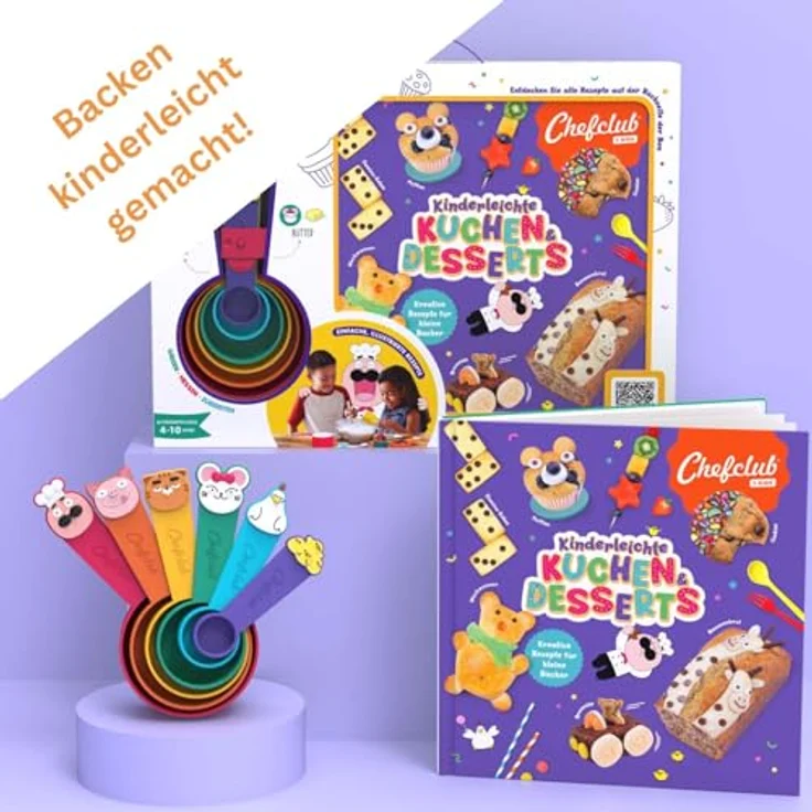 Chefclub Kreativset Kinderleichte Kuchen & Desserts, inklusive kostenloser Chefclub-App mit 25 Rezepten und Messbecher-Set – Bild 3