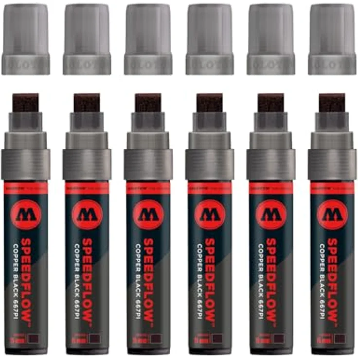 MOLOTOW Masterpiece Speedflow Permanentmarker, nachfüllbar, 15mm Blockspitze, kupferschwarz, wasserfest, lichtbeständig – Bild 1
