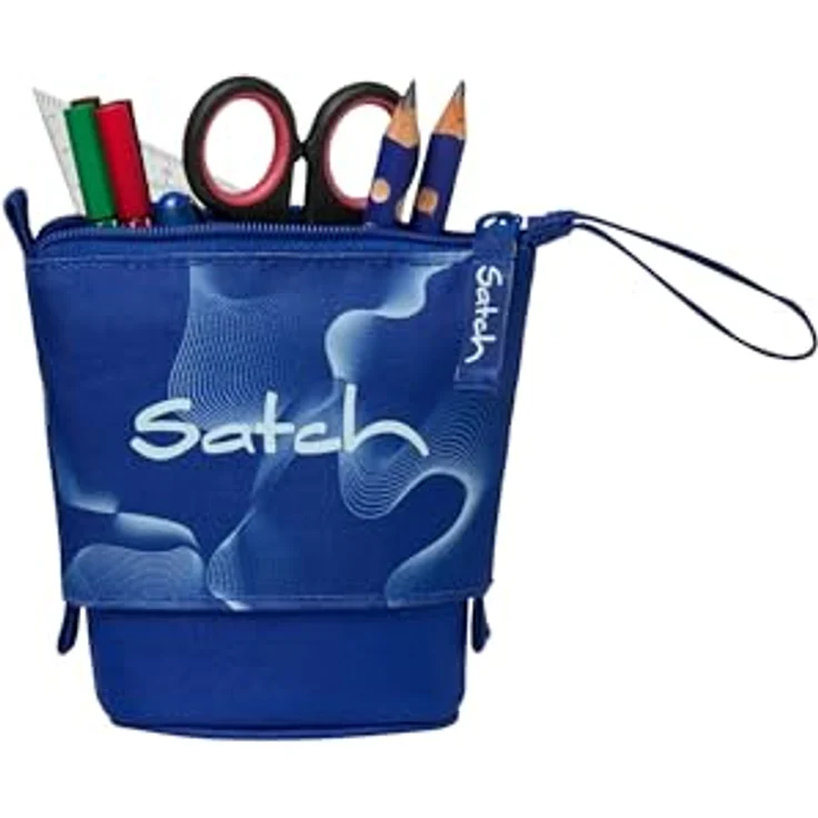 satch Pencil Slider extra groß inkl. Trennfach Reißverschlussfach Stiftehalter Geodreieck Sichtfenster für Stundenplan Vibrant Blue - Blau, Federmäppchen – Bild 3