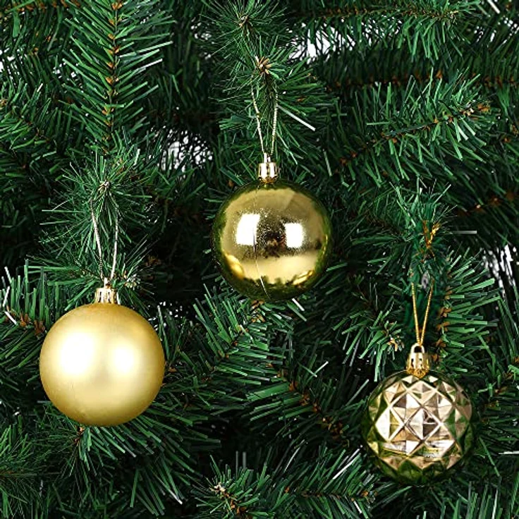 DEUBA® Weihnachstkugeln 66tlg Ø 3-6cm Kunststoff matt glänzend Christbaumkugeln Christbaumschmuck Anhänger Weihnachtsbaumkugeln Weihnachtsdeko Gold - Preisvergleich – Bild 4