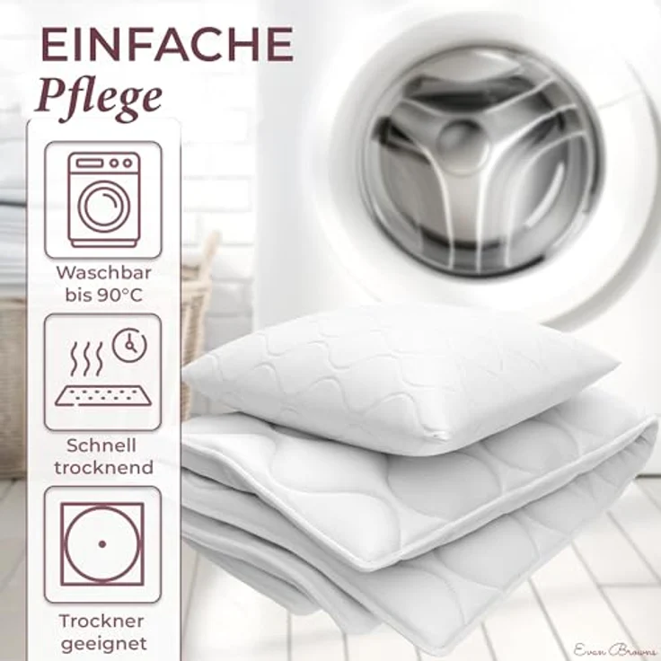 EVAN BROWNS® Bettdecke 135x200 Set mit Kissen - atmungsaktiv und pflegeleicht, Kinderbettwäschen, weiß – Bild 4