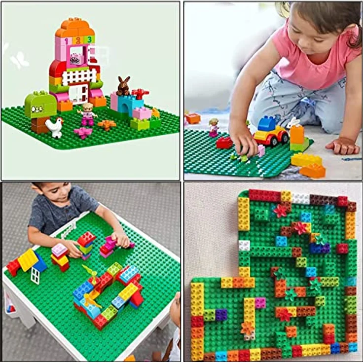Große Bauplatte Kompatibel mit Lego Duplo Platten, Classic große Grundplatte,38. 4*38. 4cm Platten-Set für Kreatives Spielen, Grün (2 Stück ) – Bild 3