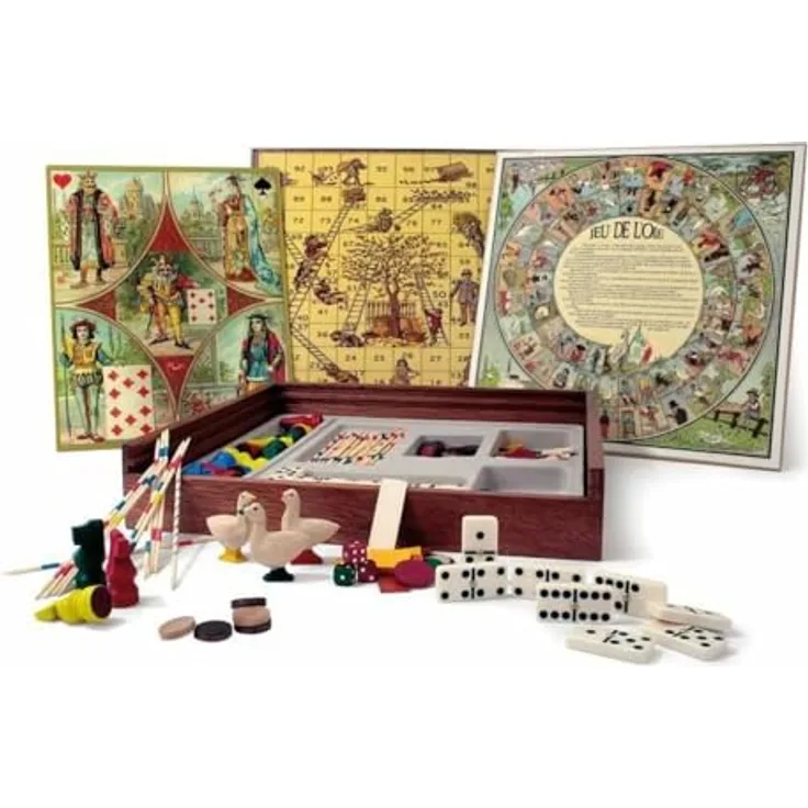 Jeujura jeujuraj21319 Traditionelle Spiele Set aus Holz, 32,5 x 32,5 x 6,5 cm, für Kinder ab 5 Jahren, China hergestellt