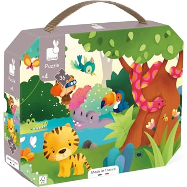 Janod - Puzzle Die Wildtiere - 36-teiliges Panoramapuzzle aus FSC-Pappe - Kinderpuzzle ab 4 Jahre, J02543 - Fördert Geduld und Konzentration – Bild 1