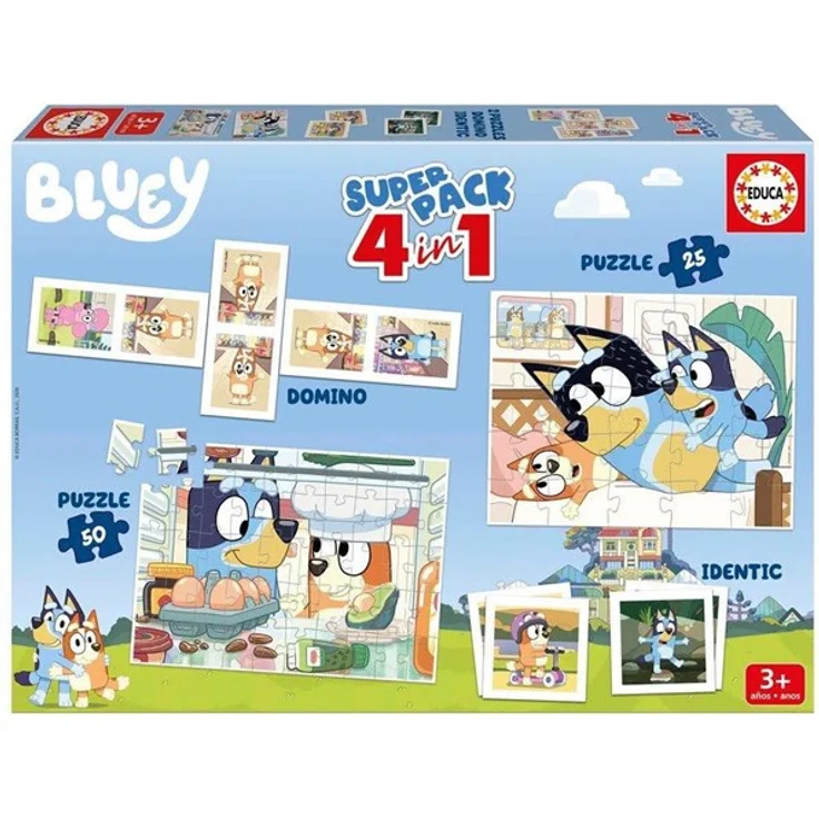 Educa Superpack 4 In 1 Bluey, Spieleset mit Domino, Memory und 2 Puzzles (25+50 Teile) für Kinder ab 3 Jahren – Bild 6