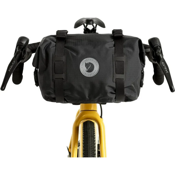 Fjällräven Hoja Handlebar Rolltop, Lenkertasche 23 cm, schwarz, 13 Liter Volumen, wetterbeständig und leicht