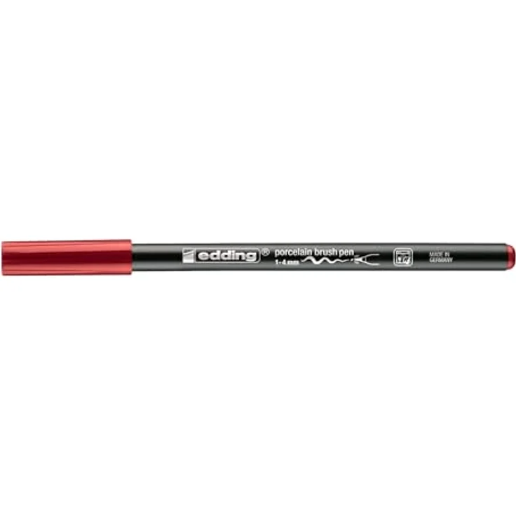 edding 4200 Porzellan Brushpen karmesin, flexibler Pinselstift für Porzellan, spülmaschinenfest bis 50°C, schnelltrocknend und korrigierbar – Bild 3