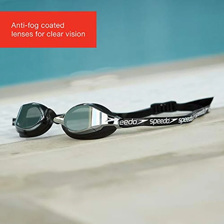 Speedo Fastskin Speedsocket 2 Schwimmbrille, bequeme Passform, Anti-Fog-Gläser, schwarz und silber, Erwachsene Unisex Größe – Bild 5