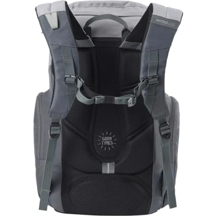 Nitro Daypacker Two Rucksack, Streetpack im Retro-Design mit 15" Laptopfach, ergonomischen Schulterstraps und Fleece-Gefüttertem Fach, schwarz – Bild 4