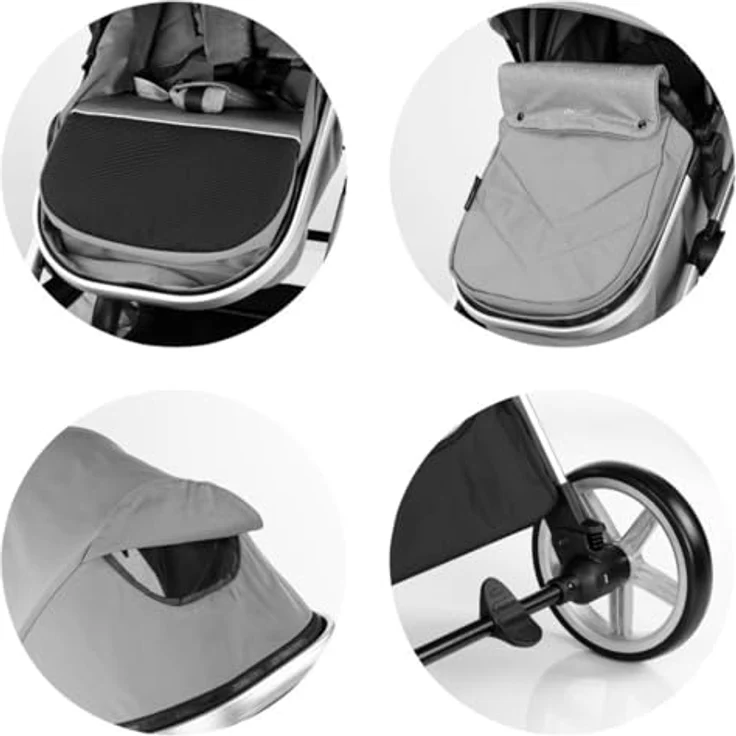 Chipolino Kombikinderwagen Vista 2 in 1, mit Wickeltasche, Fußabdeckung, verstellbare Rückenlehne, schwarz – Bild 5