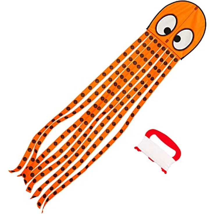 Wolkenstürmer - Anmutiger Kinderdrachen Olli Octopus Rot - 1-Leiner Drachen & Flugspielzeug mit Gestänge - Drachen ab 3 Jahren - mit praktischer Aufbewahrungstasche