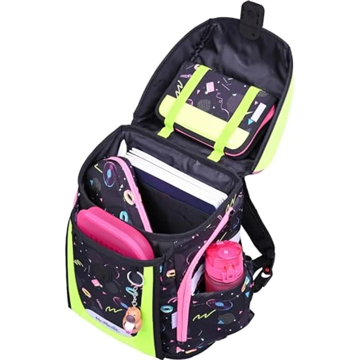 McNeill Schulranzen Set PRIMO 9tlg. (CAPYBAR), leichter Schulranzen mit 19 L, ergonomischem ClickFlex-Rückensystem, reflektierenden Elementen und umfangreichem Zubehör – Bild 4