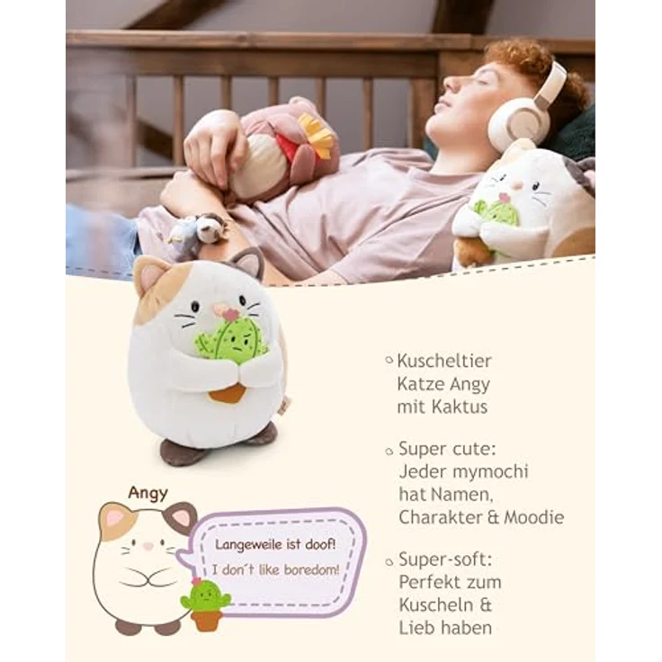 NICI mymochi Katze Angy mit Kaktus, ca. 27cm, Kuscheltier – Bild 3