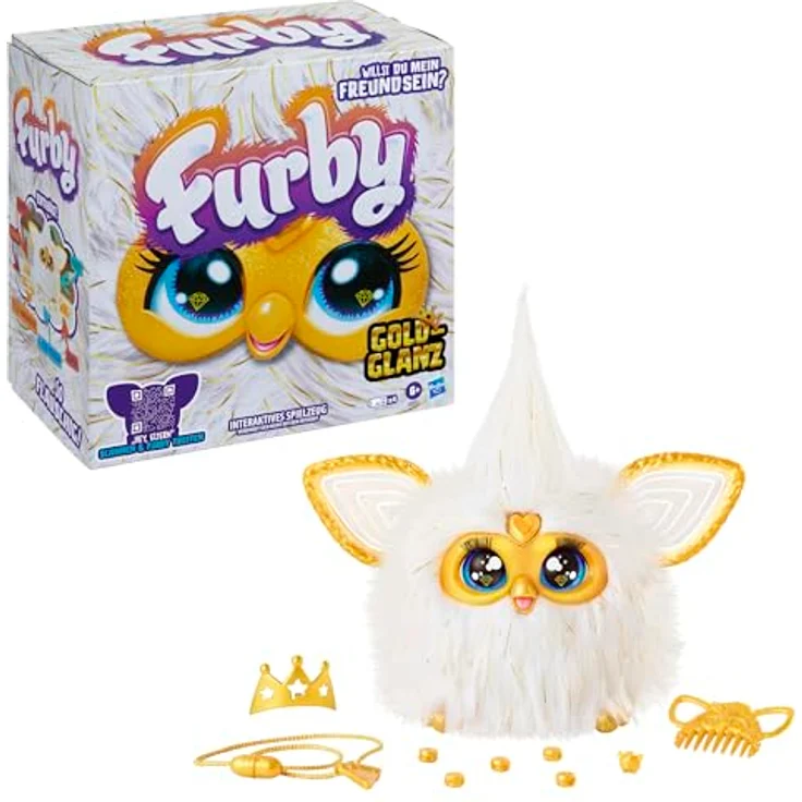 Hasbro Furby Gold Glam, interaktives Funktionsplüschspielzeug mit 5 Modi und über 600 Sätzen, gold – Bild 11