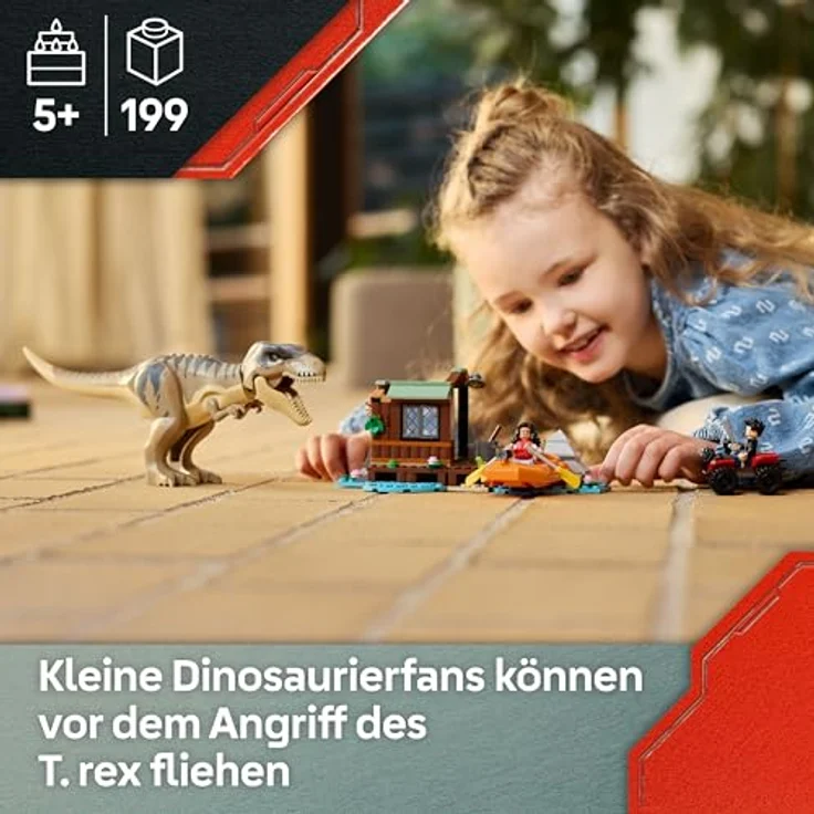 LEGO Jurassic World 76975, Flucht vor dem T.Rex Set mit 199 Teilen, ab 5 Jahren, beweglicher T.Rex und Minifiguren – Bild 2