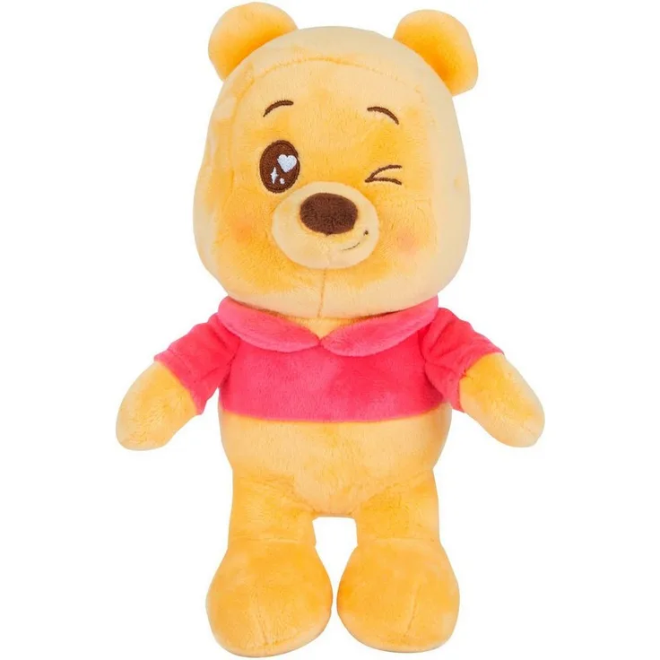 SIMBA Plüschfigur Disney, Winnie the Pooh Twinkle Eye Puh Plüsch, 25 cm, kuschelweicher Bär mit zwinkerndem Auge, rot