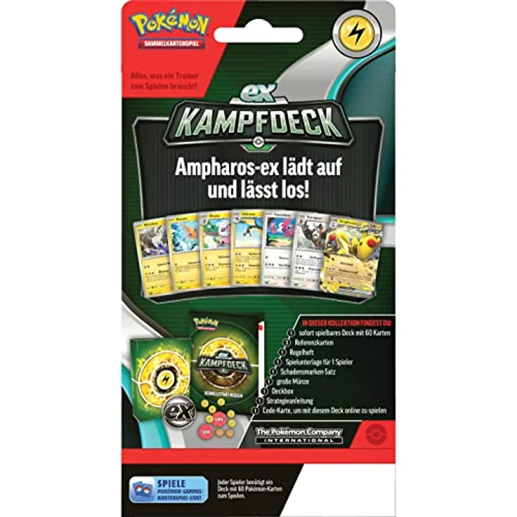 Pokémon Kampfdeck Ampharos-ex, sofort spielbares Deck mit 60 Karten, inklusive Regelheft und Deckbox – Bild 4