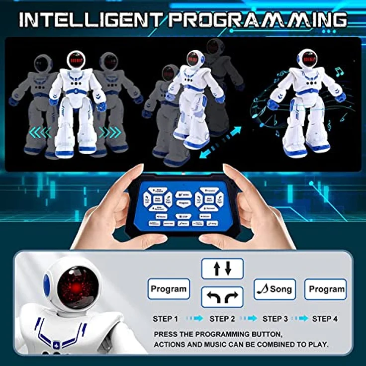 HUIYOKAY Programmierbarer RC Roboter für Kinder, Ferngesteuert mit Gestensteuerung und Musikfunktionen, für Jungen und Mädchen ab 4 Jahren – Bild 3