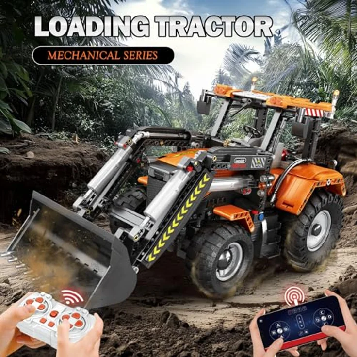 Reobrix Technik Traktor 22024, Ladetraktor Bausteine mit Fernbedienung, rotierender Kippschaufel und Roboterarm, STEM Bauspielzeug für Jugendliche ab 14 Jahren – Bild 2