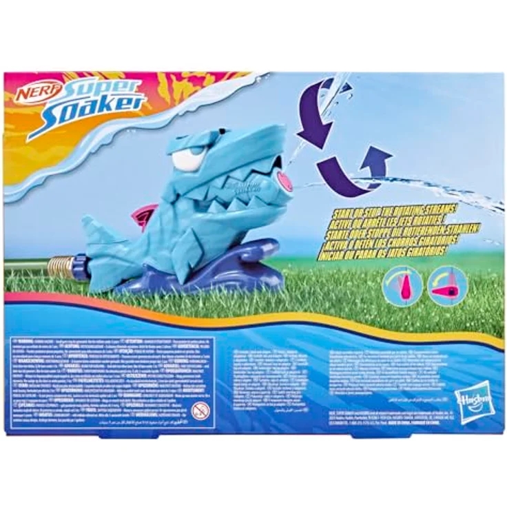 Nerf Super Soaker Hop & Chomp, Wasserspielzeug mit rotierenden Wasserstrahlen und mampfendem Kiefer, für Gartenschlauch, Outdoor-Sprinklerspielzeug für Kinder ab 3 Jahren – Bild 4
