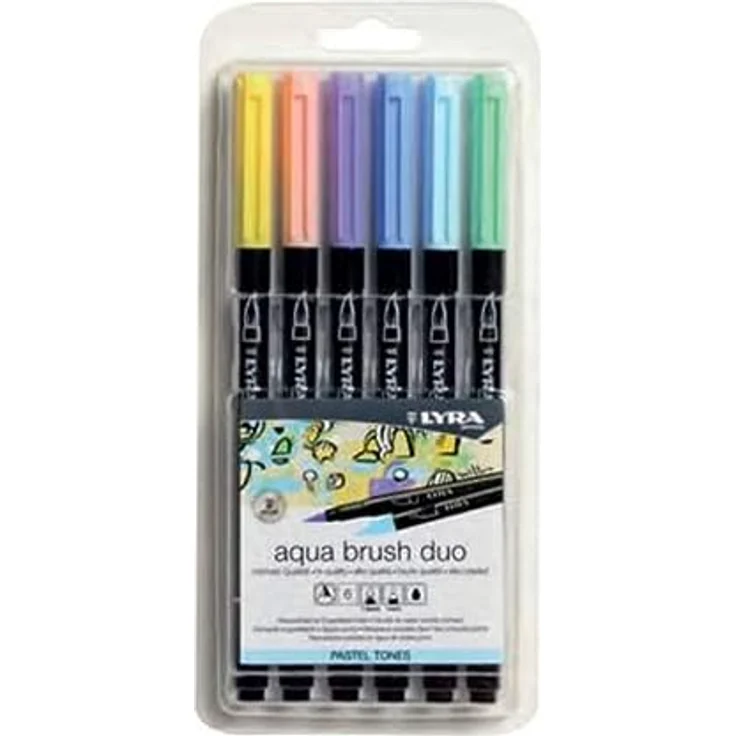 LYRA Aqua Brush Duo, 6 Pastellfilzstifte mit feiner und pinselartiger Spitze, wasserbasierte Farben – Bild 1