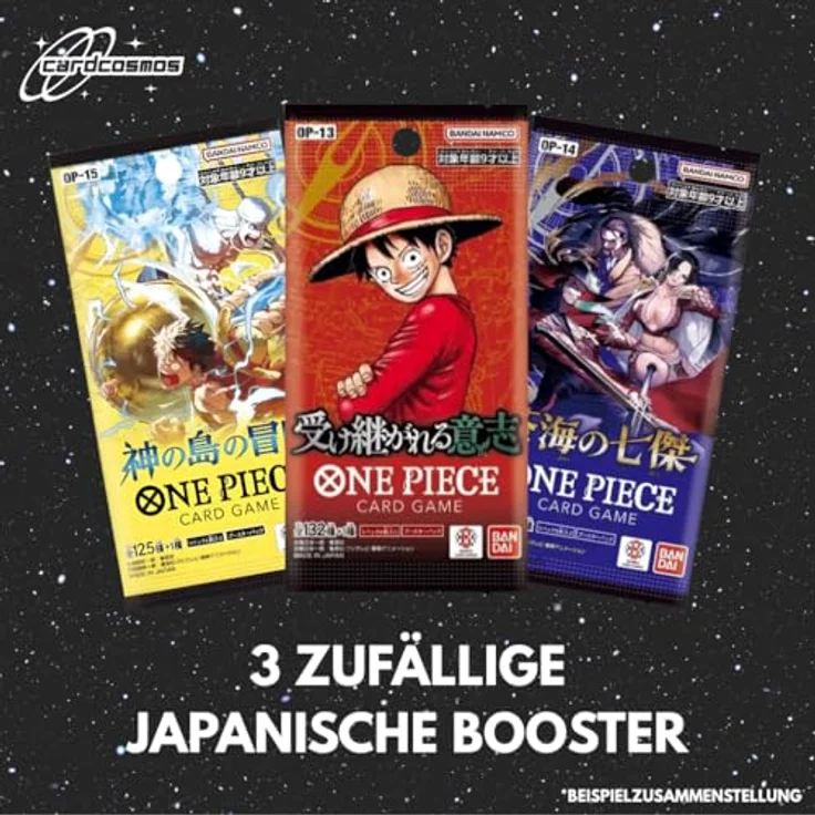 cardcosmos One Piece Card Game 3er Mystery Booster Set, 3 verschiedene japanische Boosterpacks, original verpackt für Sammler & Spieler – Bild 2