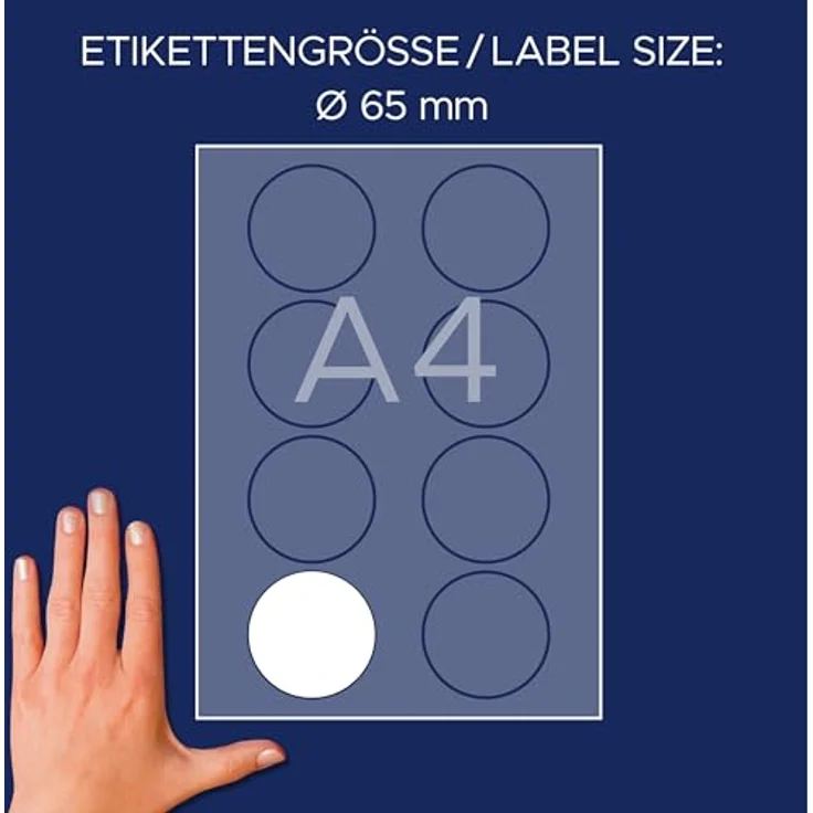 AVERY Zweckform J4881-20, 160 Namensetiketten, selbstklebend, weiß, 65,0 x 65,0 mm auf A4-Bogen – Bild 6
