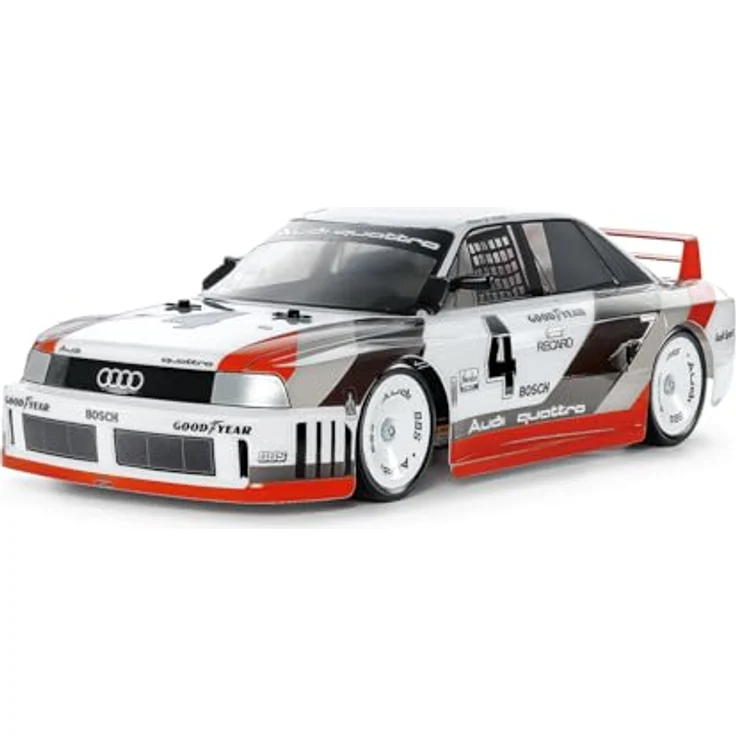 Tamiya 1/10 RC Audi 90 Quattro Racing, vorbemalte Polycarbonat-Karosserie in Weiss, inklusive TT-02 Chassis mit Allradantrieb und Tamiya 540 Torque Tuned Motor – Bild 1
