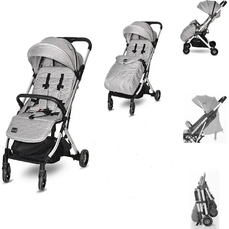 Lorelli Kinder-Buggy Kinderwagen Myla, Aluminiumrahmen klappbar mit zusätzlichem Griff, schwarz