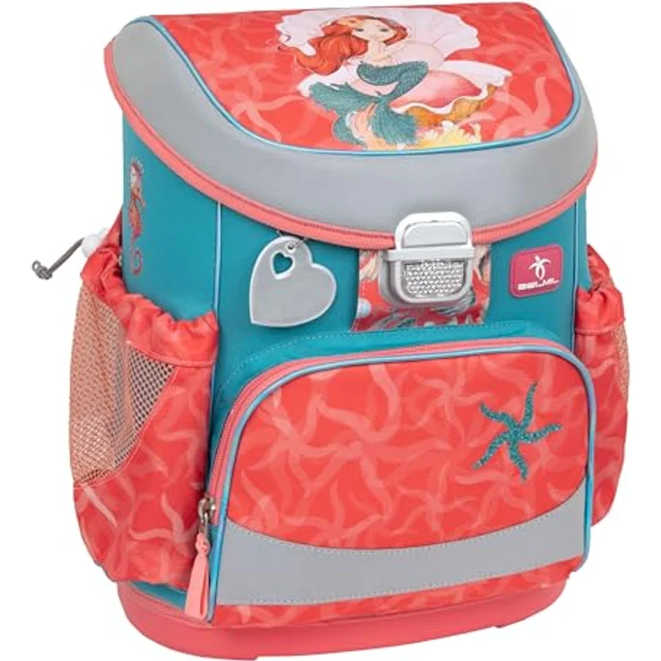 Belmil Mini-Fit Schulranzen Set 4-teilig (405-33/AG/S) (Sea Queen), Leichter Schulranzen mit Brustgurt, reflektierenden Elementen und AGR-Ergonomie – Bild 3