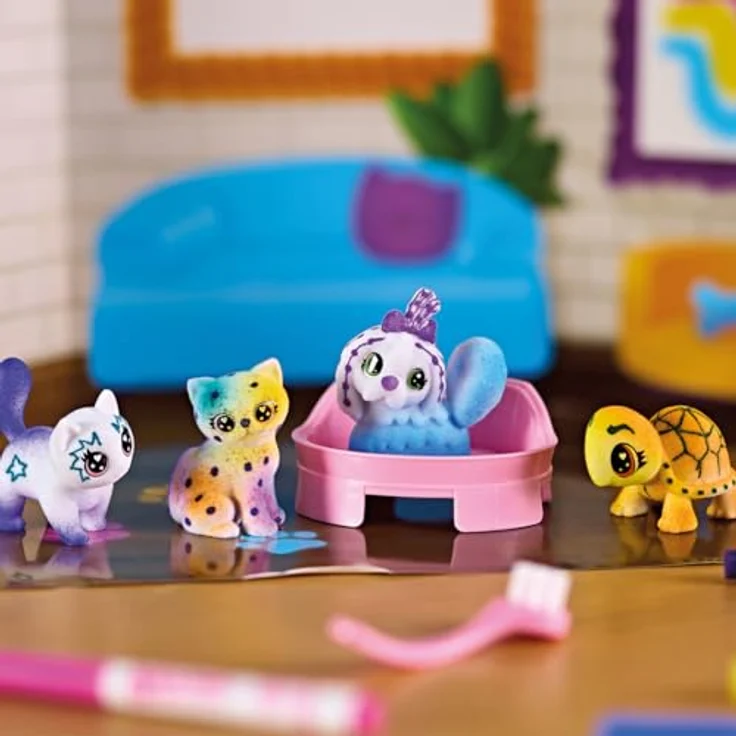 Crayola Washimals Spray Boutique, Brettspiel mit 4 individuell gestaltbaren Haustierfiguren und 8 kinderfreundlichen Markern – Bild 6