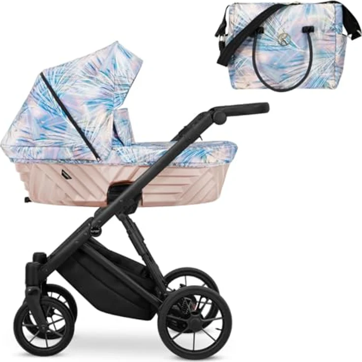 Kunert IVENTO 2in1 Kombikinderwagen, Blau/Rosa mit schwarzem Rahmen – Bild 4