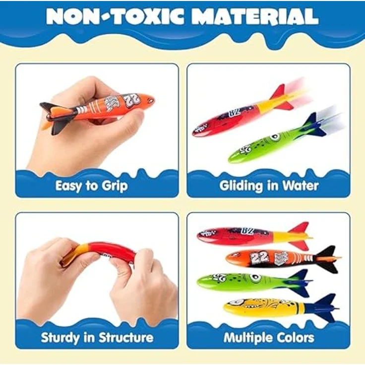 JOYIN 8 Stück Hai-Tauchspielzeug, buntes Wasserspielzeug mit 7,7"/19 cm Größe, hoch qualitativ und ungiftig, schnell sinkend für Kinder, ideal für Sommeraktivitäten und Unterwassertraining – Bild 4