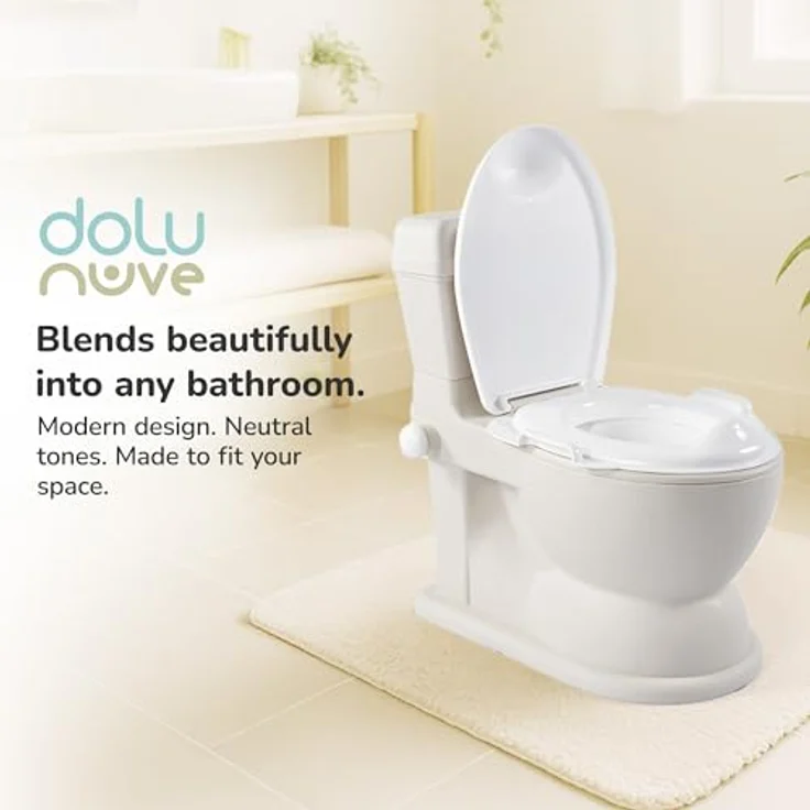 Dolu 2 in 1 Lerntoilette, beige Töpfchen mit integrierter Warnung vor Knopfzellen – Bild 7