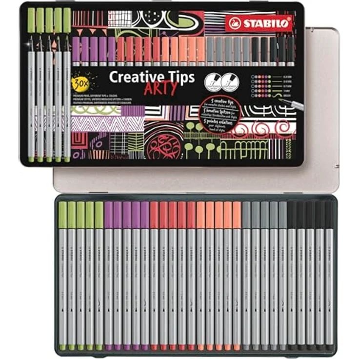 STABILO Filzstift STABILO Creative Tips ARTY Multiliner-Set - PASTEL - 30er Metalletui – Bild 2
