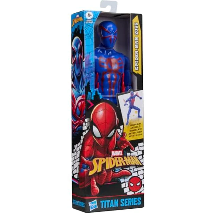 Hasbro Spiderman Titan Series 2099 Figur, 29 cm große Actionfigur mit 11 Gelenkpunkten, blau-rot, für Kinder ab 4 Jahren – Bild 6