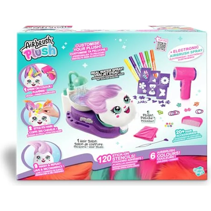 Canal Toys Airbrush Plush Hair’iffic Friseursalon, Stofftier färben und stylen mit elektronischem Airbrush-Föhn, 20 Accessoires für kreatives Spiel ab 6 Jahren - AIR 044 – Bild 4