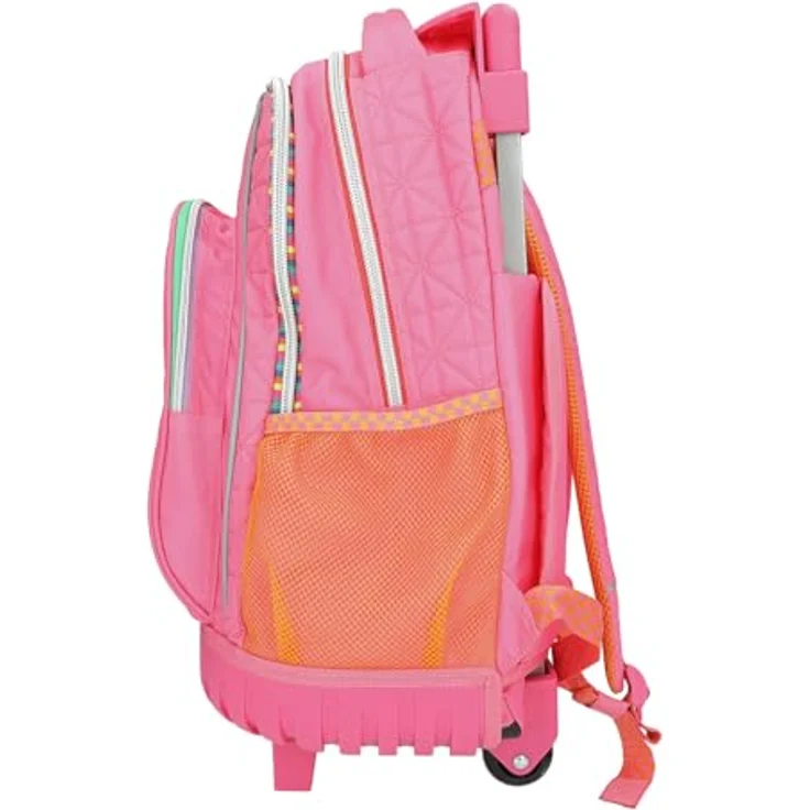 Depesche TOPModel JOY Schulrucksack mit Trolley, rosa, 3 Fächer, gepolsterte Schultergurte, integrierte Räder, wasserabweisend – Bild 5