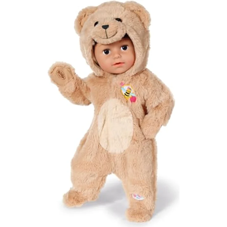 BABY born Bärenanzug, Strampelanzug mit Kapuze und Ohren in Teddy-Optik für 43 cm Puppen, 836088 Zapf Creation – Bild 2