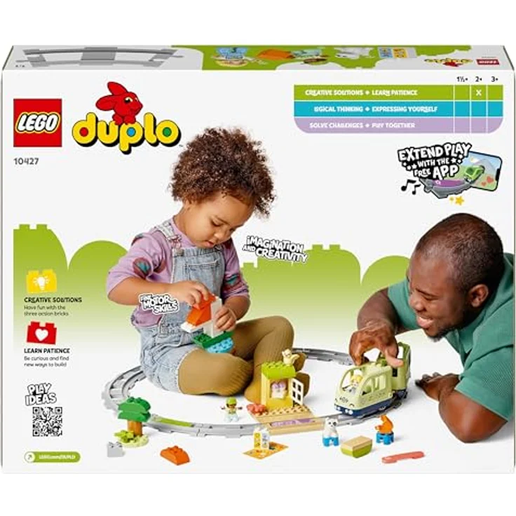 LEGO DUPLO Town 10427 Interaktive Abenteuer-Eisenbahn, Lernspielzeug für Kleinkinder mit 4 Figuren und 5 Aktionssteinen, Mehrfarbig – Bild 9