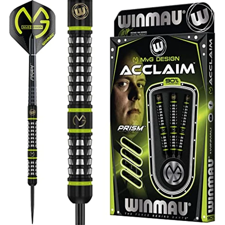 WINMAU MvG Acclaim Wolfram Dartpfeile mit Stahlspitze 25g Set mit Flights und Shafts – Bild 1
