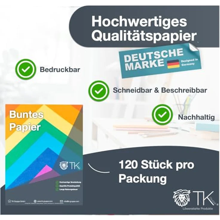 120x Buntes Paper 110 gsm Papier Tonpapier Buntpapier 120 g/m² - A4 Kopierpapier Druckerpapier bunt - zum Basteln & gestalten - Bastelpapier Tonkarton – Bild 3