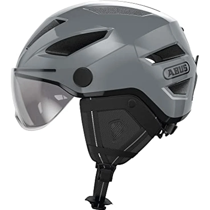 ABUS Stadthelm Pedelec 2.0 ACE - Fahrradhelm mit Rücklicht, Visier, Regenhaube, Ohrenschutz - für Damen und Herren - Grau, Größe S​ – Bild 1