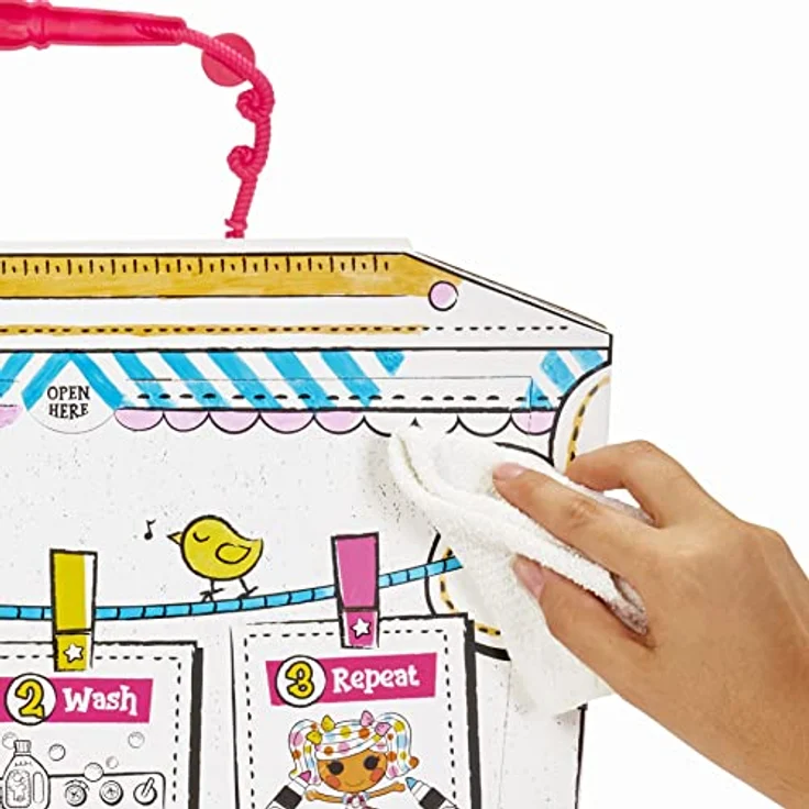 Lalaloopsy Spot Splatter Splash, kreative Künstlerpuppe mit abwaschbarer Malfunktion, 33 cm, inkl. wiederverwendbarem Haus-Spielset und Filzstiften – Bild 6