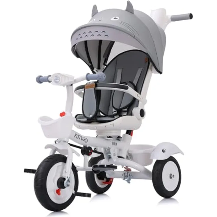 Chipolino Tricycle Futuro 2 in 1, faltbar, mit Becherhalter, Musik und Licht, PU-Räder, grau